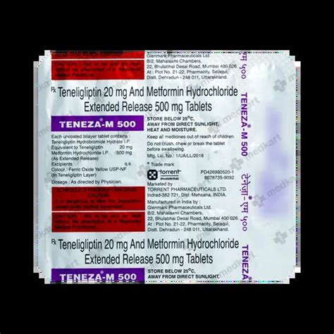TENEZA M 500MG TABLET 15'S : View Price, Combination and Alternatives ...