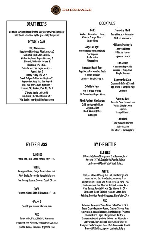 Menus | Silverlake area Restaurant & Bar | Los Angeles