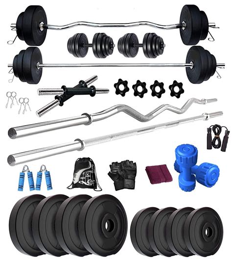 BODYFIT 40 Kg Combo Home Gym Kit Set with 5Ft,3Ft Gym Rods + 2 x 14 ...
