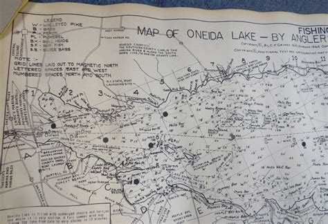 Vintage Map of Oneida Lake Fishing by Anglers Association of Onondaga 1954-1968 | #4246143974
