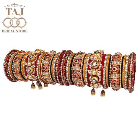 Rajwadi Bridal Bangle Set with Beautiful Jhoomer Latkan – Taj Bridal Store