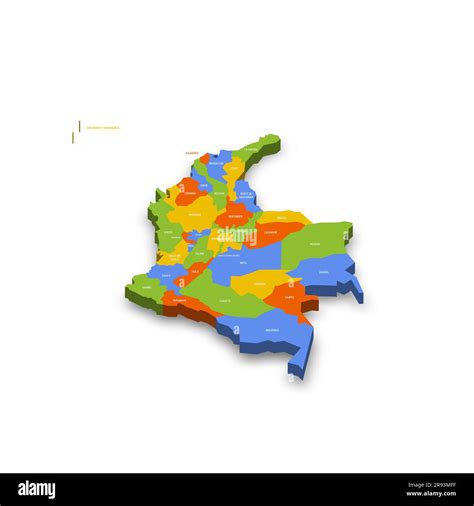 Colombia political map of administrative divisions - departments and capital district. Colorful ...