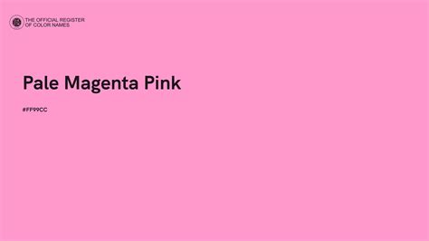 Pale Magenta Pink color - #FF99CC - The Official Register of Color Names