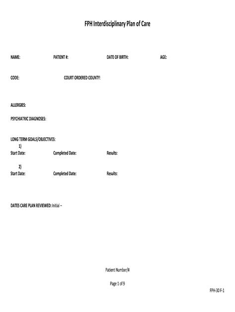 Fillable Online FPH-30 F-1 Interdisciplinary Plan of Care.docx Fax ...