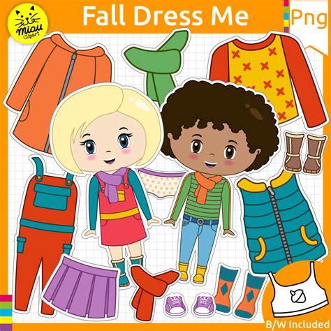 Fall/Autumn Dress Me Clip Art | Dress Up | Vocabulary | Paper Dolls ...