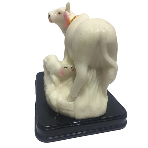 Pure White Marble Look Gou Mata or Cow and Calf Decorative Show piece ...