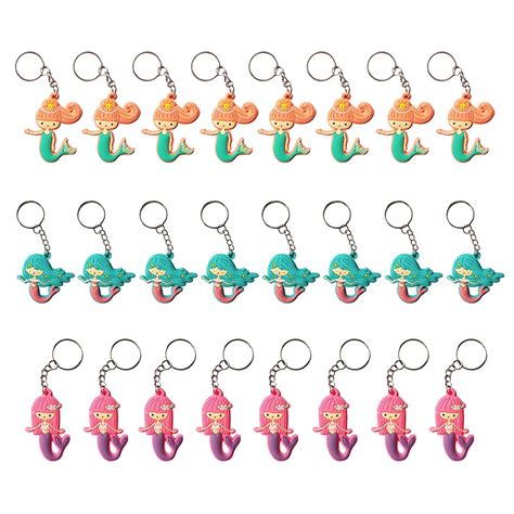 24 Pack Mermaid Keychains Key Ring Decoration Ocean Themed Birthday ...