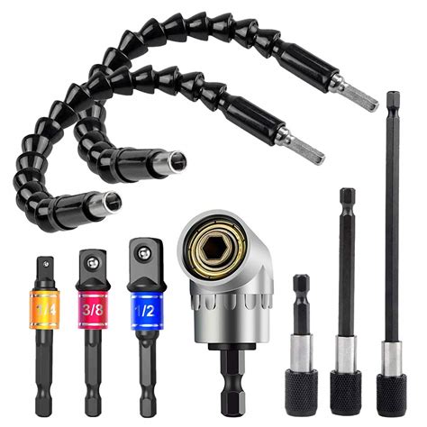 Flexible Drill Extension Hex Shank Drill Nut Driver Bit Set, 2pcs ...