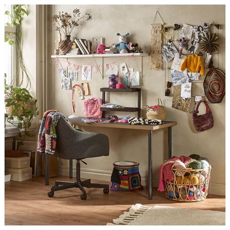 LAGKAPTEN / ADILS desk, grey/wood effect dark grey, 140x60 cm (551 ...