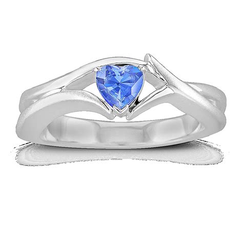 Heart-Shaped Kentucky Blue Sapphire Crossing Ring in Sterling Silver ...