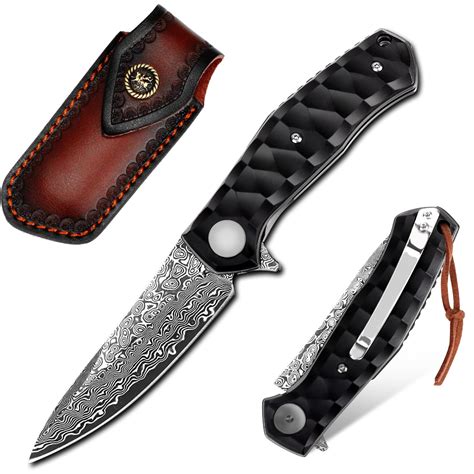Snapklik.com : Benkey Damascus Pocket Knife, Sharp VG10 Core Damascus ...