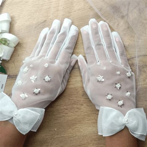 GownLink's Whimsical Charm Bridal Gloves with Embellished Bow, and Lus