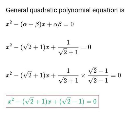 Find the Quadratic polynomial whose sum and product are root 2+1 and 1 ...