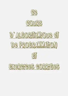 Image result for Algorithme Et Programmation Cours PDF