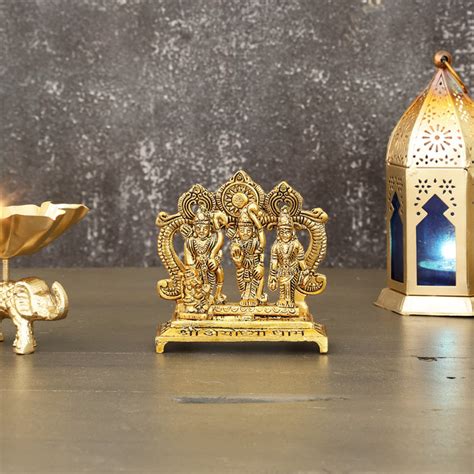 Lord Ram Darbar With Sita Laxman And Hanuman Ji Metal Showpiece - IKIRU