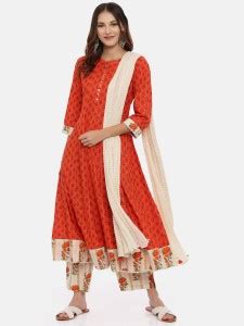 Neerus Floral Print Kurta, Sharara & Dupatta Set - Buy Neerus Floral ...