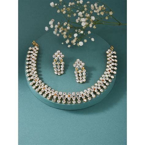 Buy Fida Wedding Luxurious Gold-Plated American Diamond Jewellery Set ...