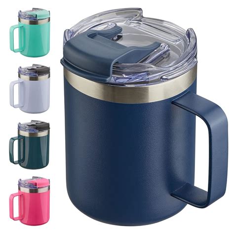 Buy ALOUFEA 12oz Insulated Coffee Mug Cup with Handle, Stainless Steel ...