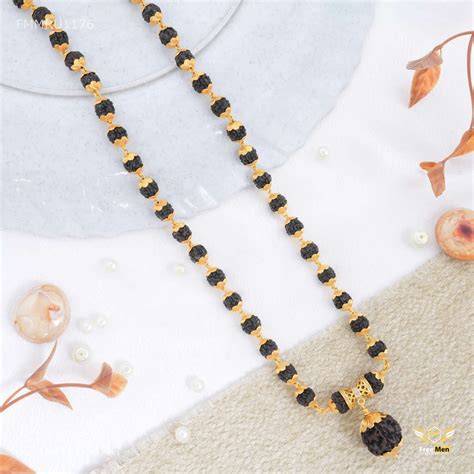 Damru with Golden Cap Black Rudraksha mala - FMMRU1176 – Freemen®