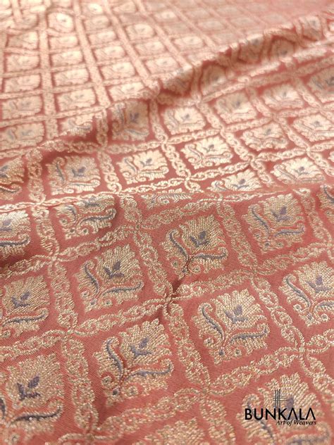 Shop Glimmering Peach Meenakari Brocade Mashru Silk Banarasi Saree ...