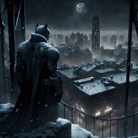 Batman overlooking Gotham city from atop : r/midjourney