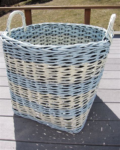 turned an old dark brown Pottery Barn basket into a cottage style ...