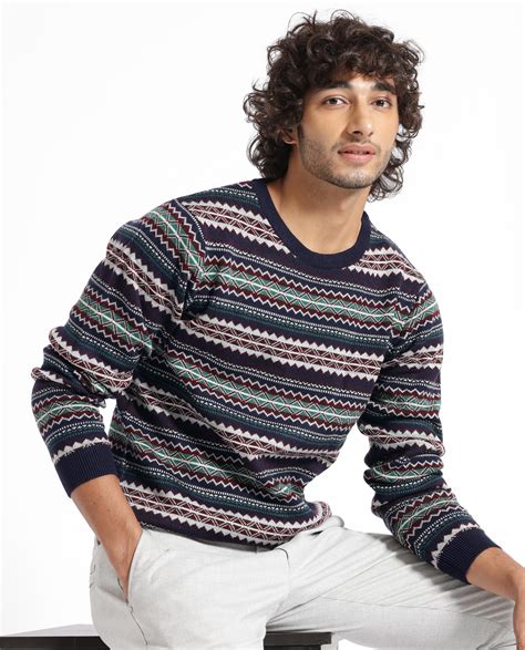 RARE RABBIT MENS FARE NAVY SWEATER FULL SLEEVE CREW NECK SOLID