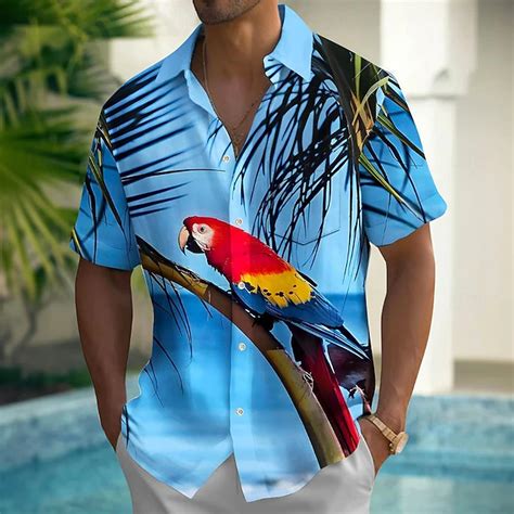 Homme Cocotier Perroquet Plantes Tropicales Chemise hawaïenne Chemise ...