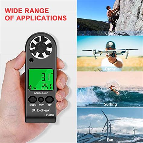 HOLDPEAK HP-816B Anemometer Handheld Wind Speed Meter Gauge Air Flow ...