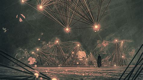 Download wallpaper 1920x1080 man, silhouette, constructions, lights ...