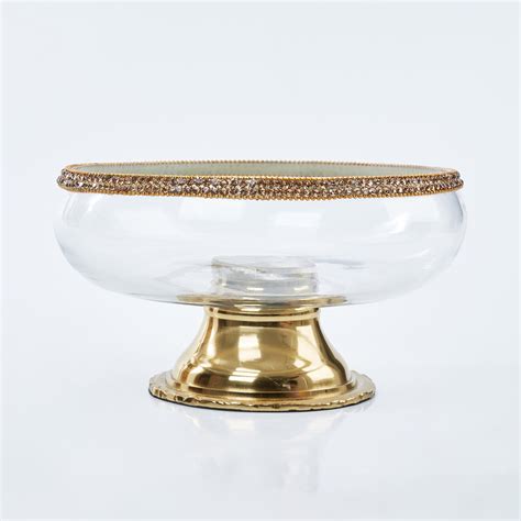 Buy Fables Blane Glass Decorative Bowl with Metal Base from Home Centre ...