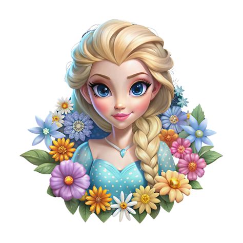 Frozen Princess Elsa Png Clipart, Elsa Flower Design, Frozen Png, Elsa Png, Instant Download ...