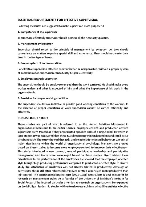 Essential Requirements for Effective Supervision: A Study Overview ...