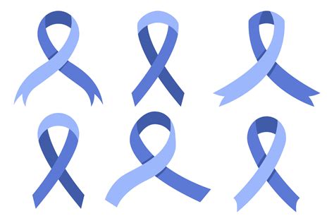 Awareness ribbon collection. Set of blue cancer ribbons. Isolated on ...