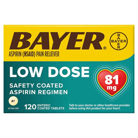 Bayer Low Dose Aspirin Regimen Safety Coated Enteric Coated Tablets 81 mg, 120 count - Fairway