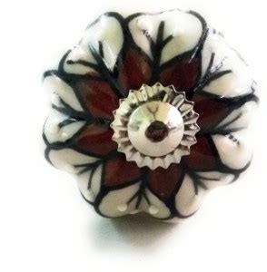 saanvi Saanvi_ Set of 4 White and Maroon Ceramic Knobs – Living Room ...