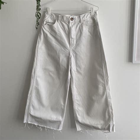 Wide leg white jeans Loose fitting and super... - Depop