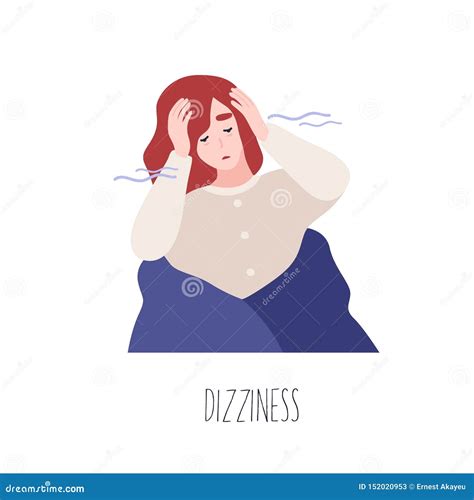 Portrait of Cute Young Woman Feeling Dizziness. Unhappy Girl ...