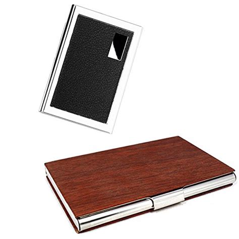 Stealodeal Brown Wooden Texture Steel with Black Metal Card Holder ...