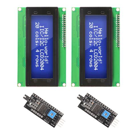 Dorhea 2PCS IIC I2C TWI Serial LCD 2004 20x4 Blue Backlight Module with ...