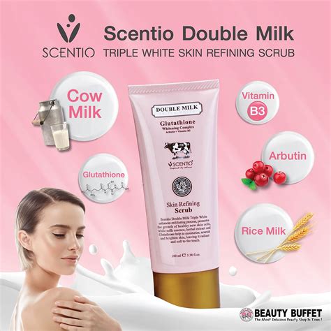 Scentio Double Milk Triple White Skin Refining Scrub, 100 ml(Made In ...