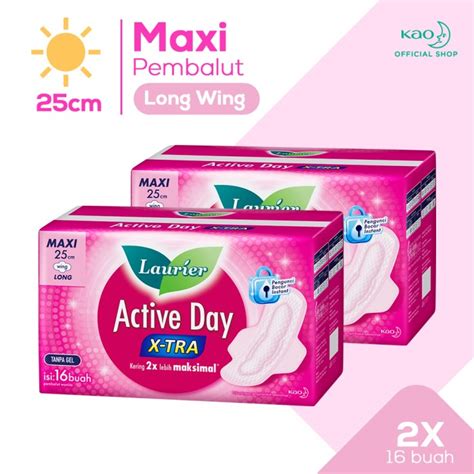 Jual Laurier Active Day Maxi 16s Twinpack - Pembalut Long Wing 25cm ...