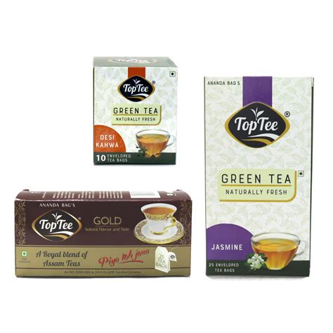 DESI KAHWA Green Tea, Jasmine Green Tea & TOP TEE Gold Combo Pack of 3 ...