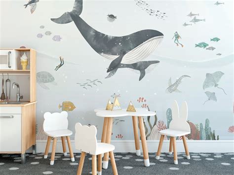 Whale Wallpaper - Underwater Animal Wall Murals | Giffywalls