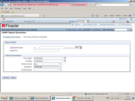 Procedure to Generate the Live accounts report in DOP Finacle