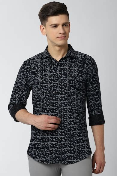 Buy Men Navy Athletic Fit Full Sleeves Casual Shirt Online - 591854 ...