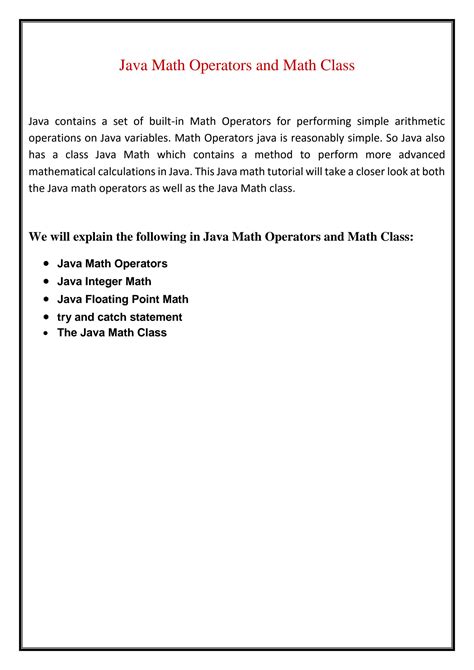 Image result for Java Math Operators