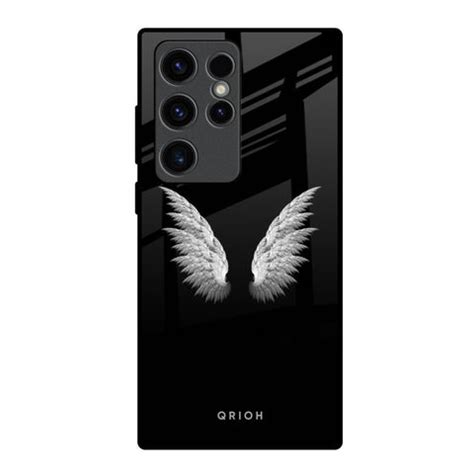 White Angel Wings Samsung Galaxy S23 Ultra 5G Glass Back Cover - Flat ...