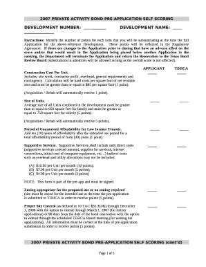 2007 PRIVATE ACTIVITY BOND PRE-APPLICATION SELF SCORING Doc Template ...