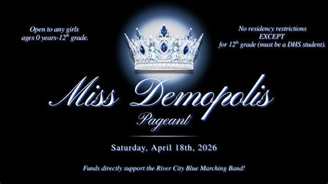 Miss Demopolis Pageant 2026, 701 HWY 80 W, Demopolis, AL, 18 April 2026 ...